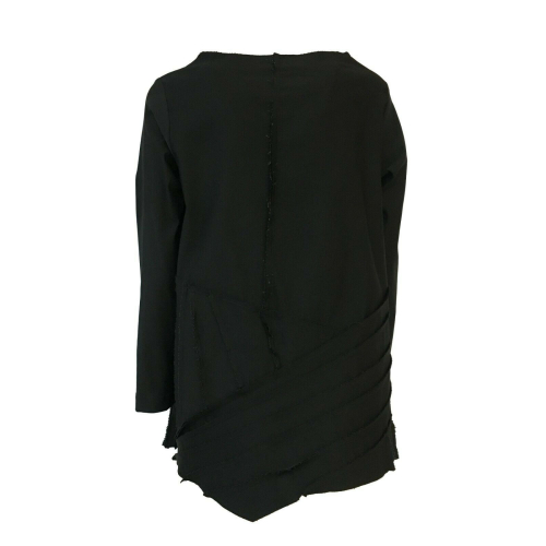 TADASHI blusa donna asimmetrica tessuto tecnico con nervature nera mod TAI202162 MADE IN ITALY