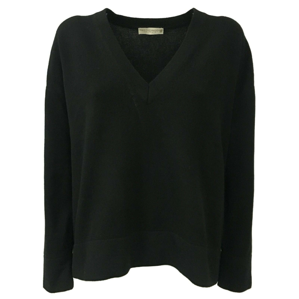 TREDICINODI Maglia donna over nero mod W1321 70% lana 30% cashmere MADE IN ITALY