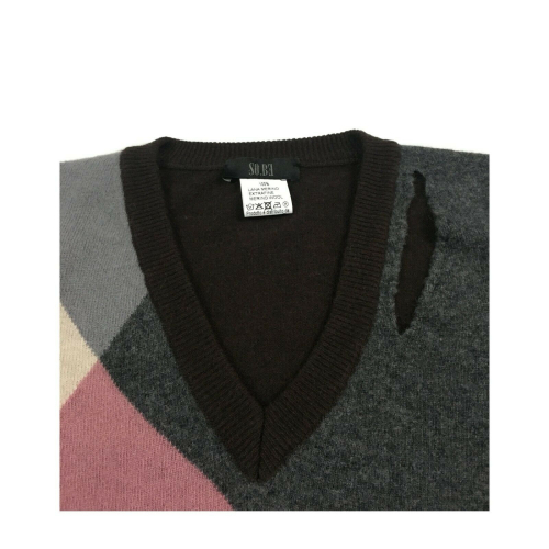 SO.BE women's sweater over with rips 100% wool mod 9502 MADE IN ITALY