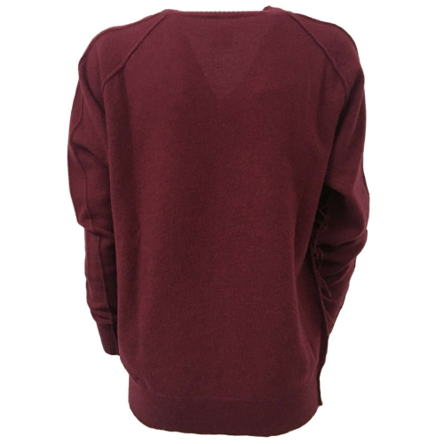 SO.BE women's sweater over bordeaux with rips 100% wool mod 9508 MADE IN ITALY