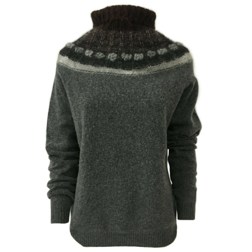 SO.BE women's sweater wool turtle neck gray/brown mod 9598 MADE IN ITALY