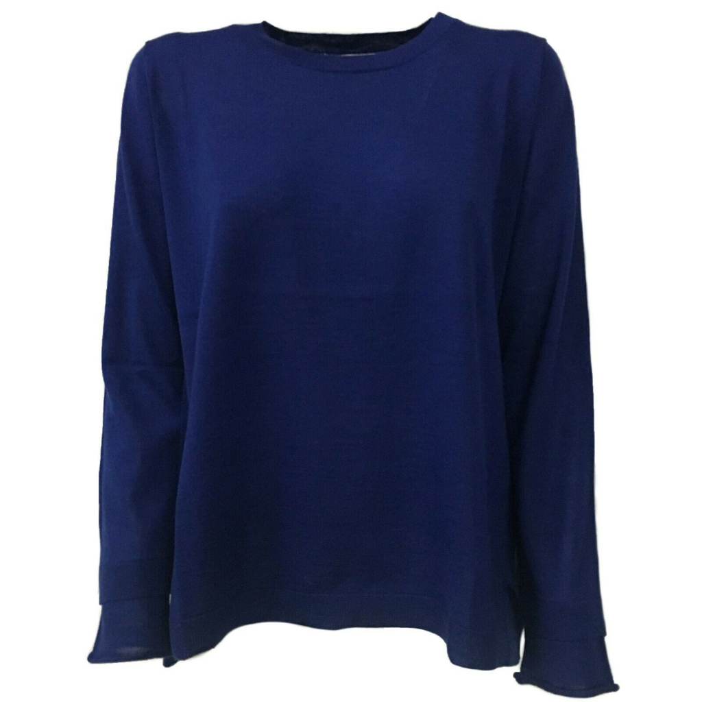 ANNA SERAVALLI woman sweater bluette asymmetric mod S707 100% wool ANNA SERAVALLI woman sweater bluette asymmetric mod S707 100% wool