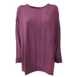 ELENA MIRÒ, wisteria women's long-sleeved round neck sweater with slits
