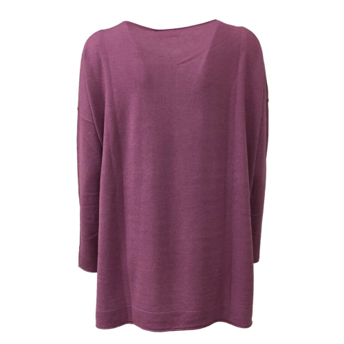 ELENA MIRÒ, wisteria women's long-sleeved round neck sweater with slits
