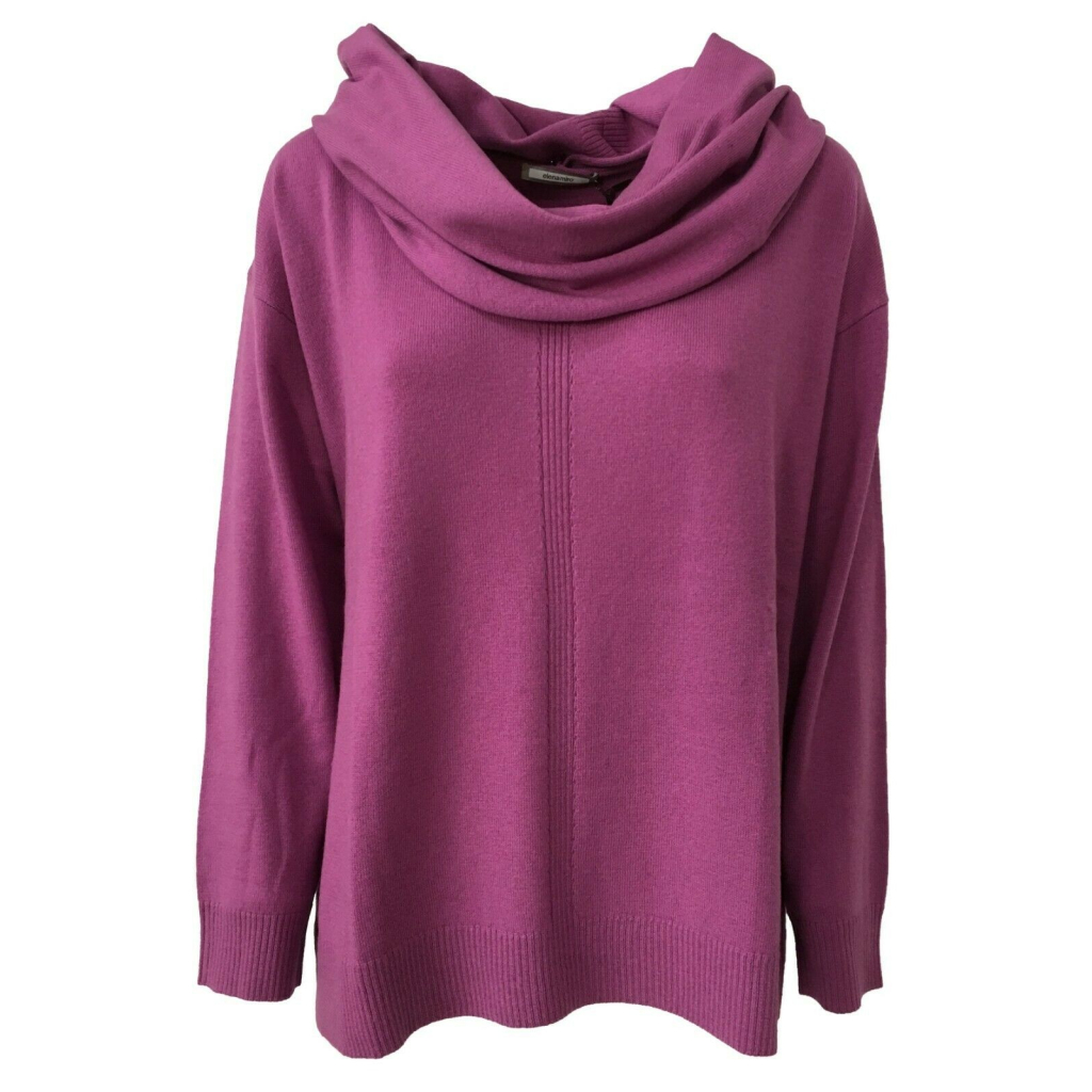 ELENA MIRÒ, maglia donna scollo a V glicine con collo staccabile  90% lana 10% cashmere