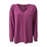 ELENA MIRÒ, maglia donna scollo a V glicine con collo staccabile  90% lana 10% cashmere