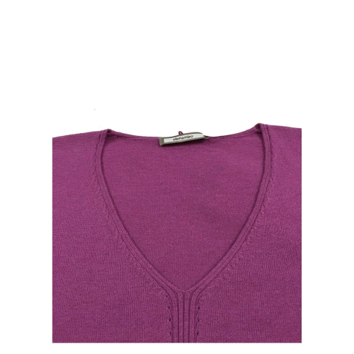 ELENA MIRÒ, maglia donna scollo a V glicine con collo staccabile  90% lana 10% cashmere