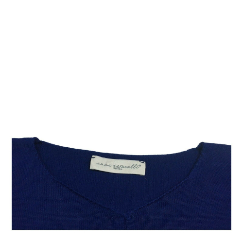 ANNA SERAVALLI woman sweater over bluette 100% wool mod S737 MADE IN ITALY