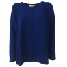 ANNA SERAVALLI woman sweater over bluette 100% wool mod S737 MADE IN ITALY