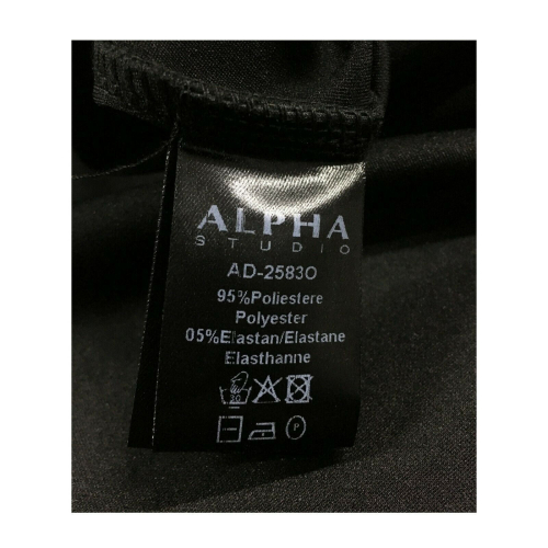 ALPHA STUDIO Abito donna lungo nero mezza manica con zip dietro art AD-2583O