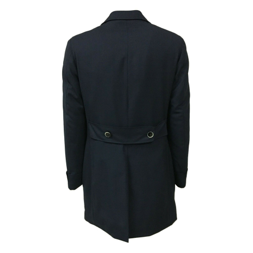 LUIGI BIANCHI MANTOVA cappotto uomo blu chiaro con martingala 100% lana