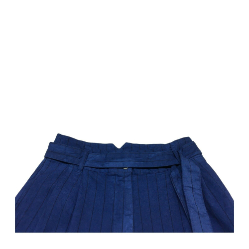 4.10 by BKØ Pantalone donna bluette con cintura mod DD19040 RIGATO MADE IN ITALY