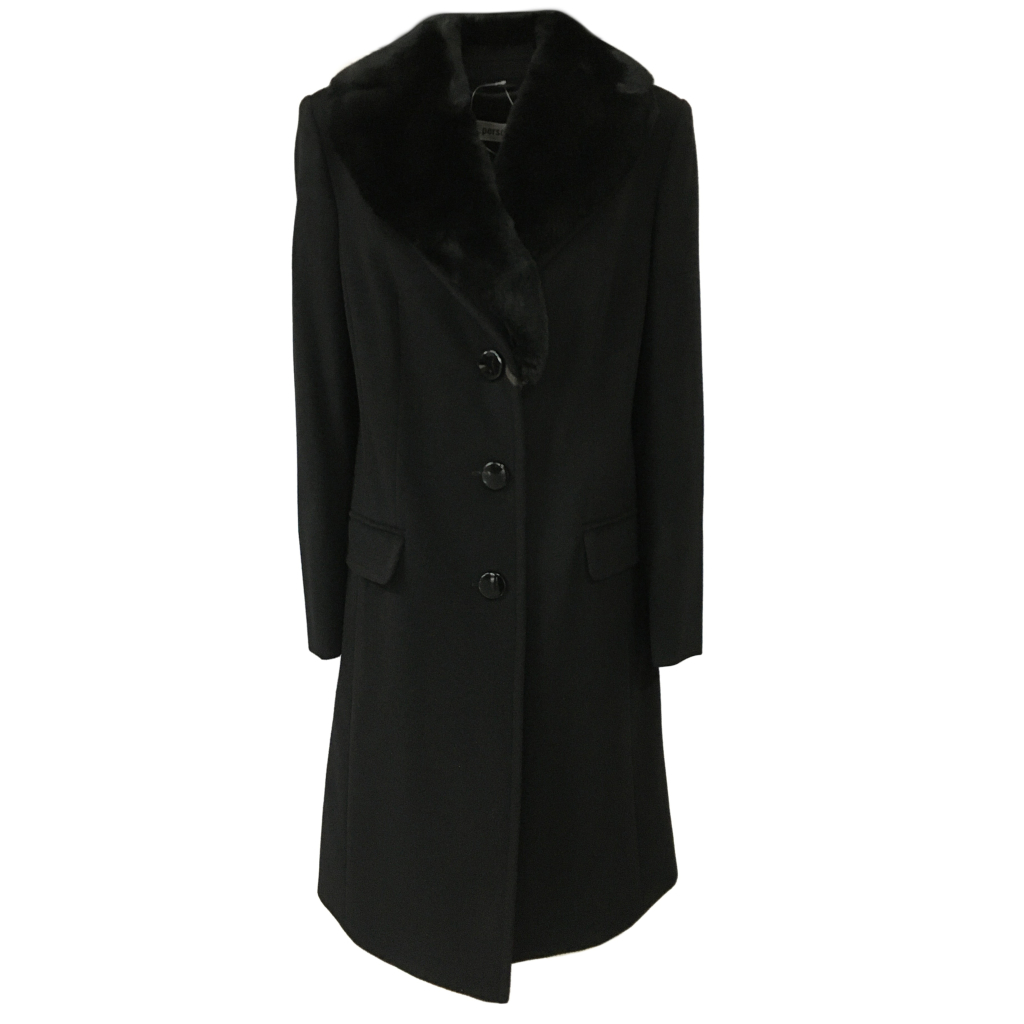 PERSONA by Marina Rinaldi cappotto donna nero 1 petto mod QUASTRO 90% lana 10% cashmere