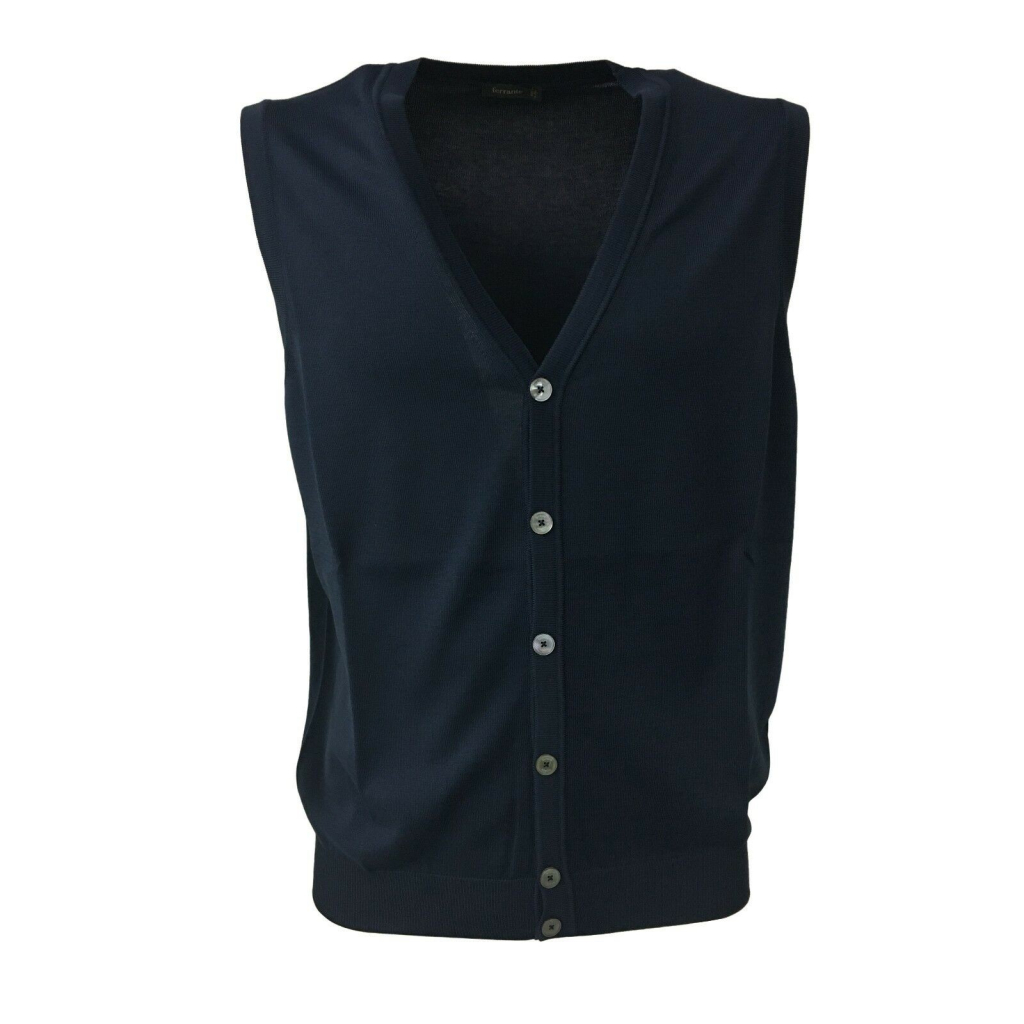 FERRANTE gilet uomo azzurro con bottoni mod 28211 100% cotone MADE IN ITALY FERRANTE gilet uomo azzurro con bottoni mod 28211 100% cotone MADE IN ITALY