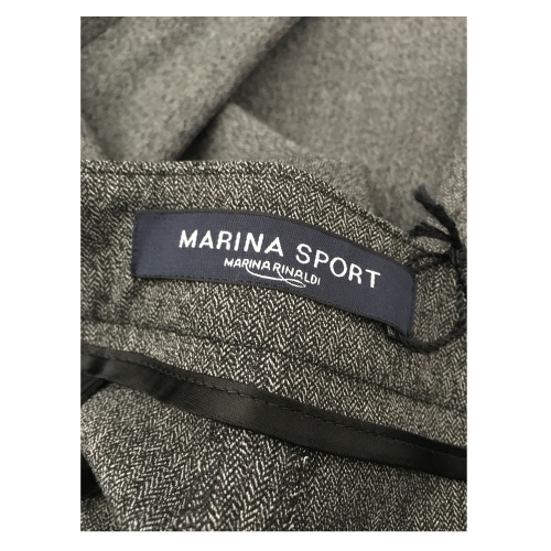 MARINA SPORT by Marina Rinaldi pantalone donna fantasia nero/bianco mod LADEN fondo cm 18 con spacchetto