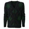 ALPHA STUDIO Cardigan uomo blu disegno argyle verde mod AU-1260E 100% lana