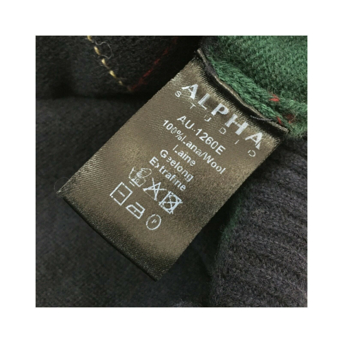 ALPHA STUDIO man cardigan argyle art AU-1260E 100% wool