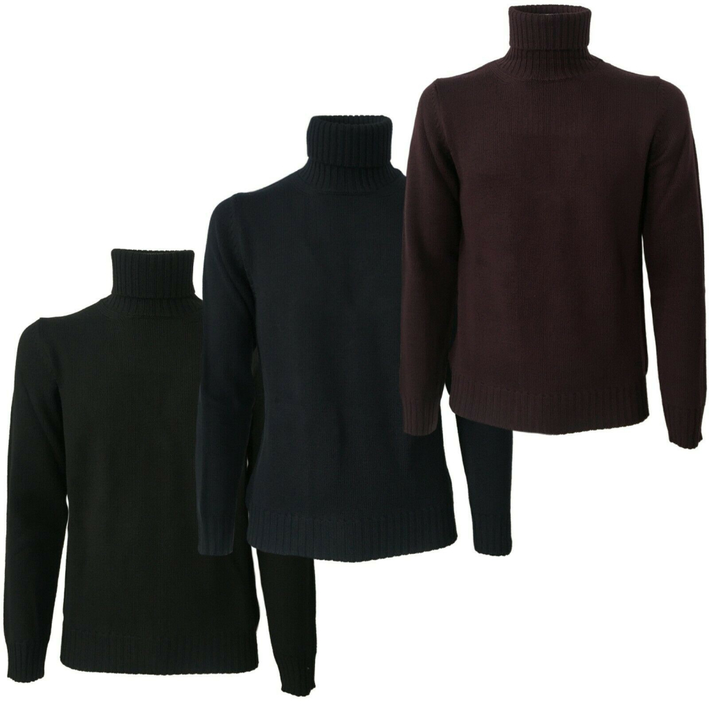 ALPHA STUDIO Maglia uomo collo alto pesante mod AU-1131G 100% lana Merino