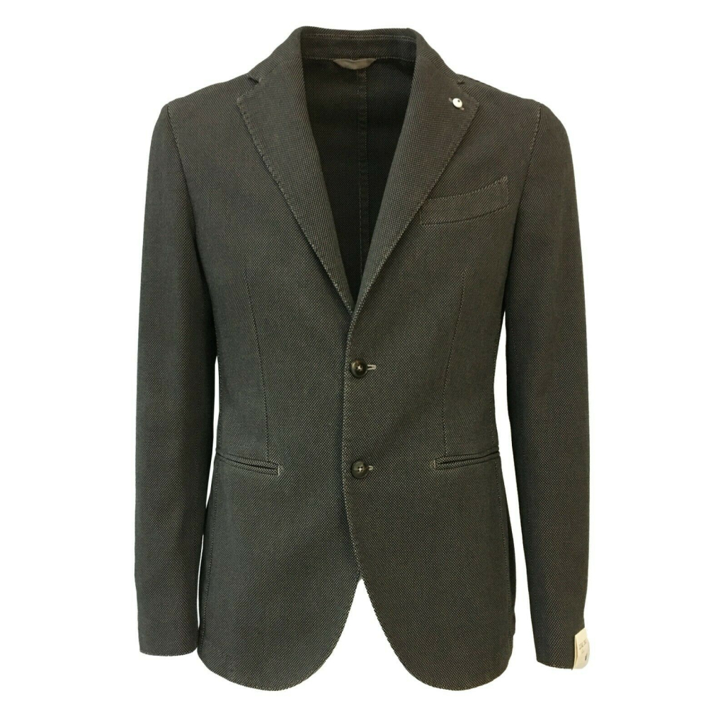 L.B.M 1911 giacca uomo operata beige / nero sfoderata slim 50% cotone 25% poliestere 25% viscosa 