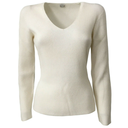 FLY3 Maglia donna scollo a V 100% cashmere + 100% cotone art MD612 MADE IN ITALY