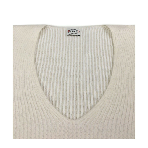 FLY3 women's sweater v-neck 100% cashmere + 100% cotton art MD612 MADE IN ITALY