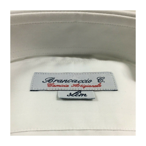 BRANCACCIO camicia uomo slim manica lunga bianco 100% cotone mod GIO’ AB60105