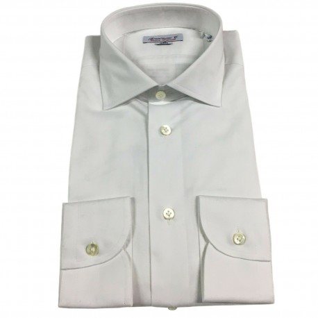 BRANCACCIO camicia uomo slim manica lunga bianco 100% cotone mod GIO’ AB60105