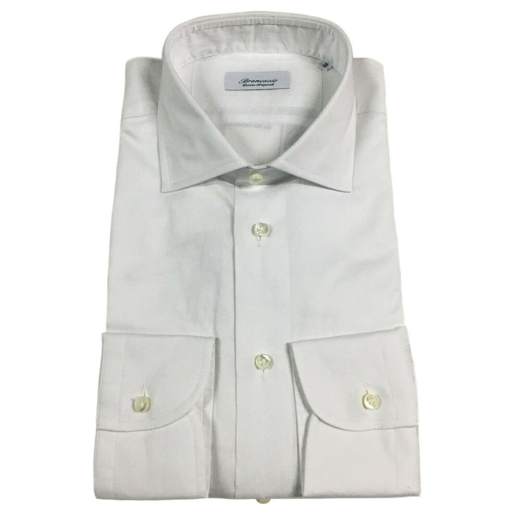 BRANCACCIO camicia uomo slim manica lunga bianco 100% cotone mod GIO’ KS67501