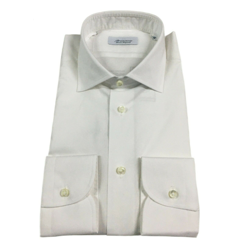 BRANCACCIO camicia uomo slim manica lunga bianco 100% cotone mod GIO’ KS66201