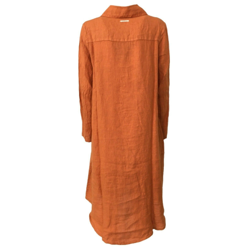 HUMILITY Women's orange dress art HB1009 100% linen MADE IN ITALY