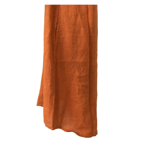 HUMILITY Abito donna manica lunga arancio mod HB1009 100% lino MADE IN ITALY