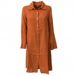 HUMILITY Women's orange dress art HB1009 100% linen MADE IN ITALY