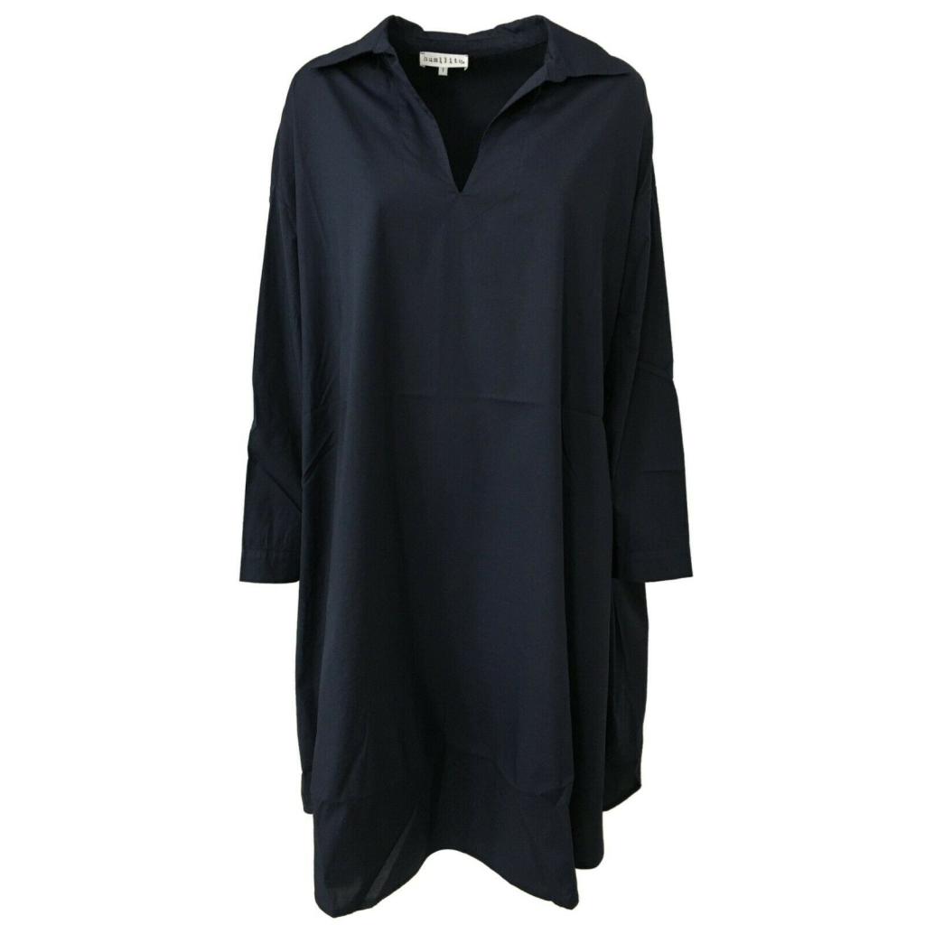 HUMILITY Abito donna cotone blu manica lunga arancio mod HB1024 MADE IN ITALY HUMILITY Abito donna cotone blu manica lunga arancio mod HB1024 MADE IN ITALY