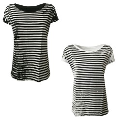 TADASHI women's striped t-shirt with print mod TPE194174 100% cotton MADE IN ITALY