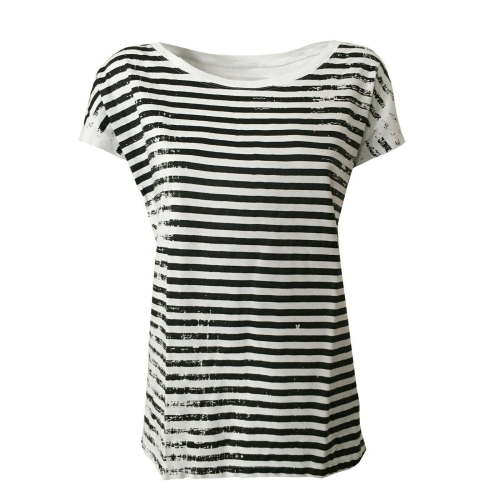 TADASHI women's striped t-shirt with print mod TPE194174 100% cotton MADE IN ITALY