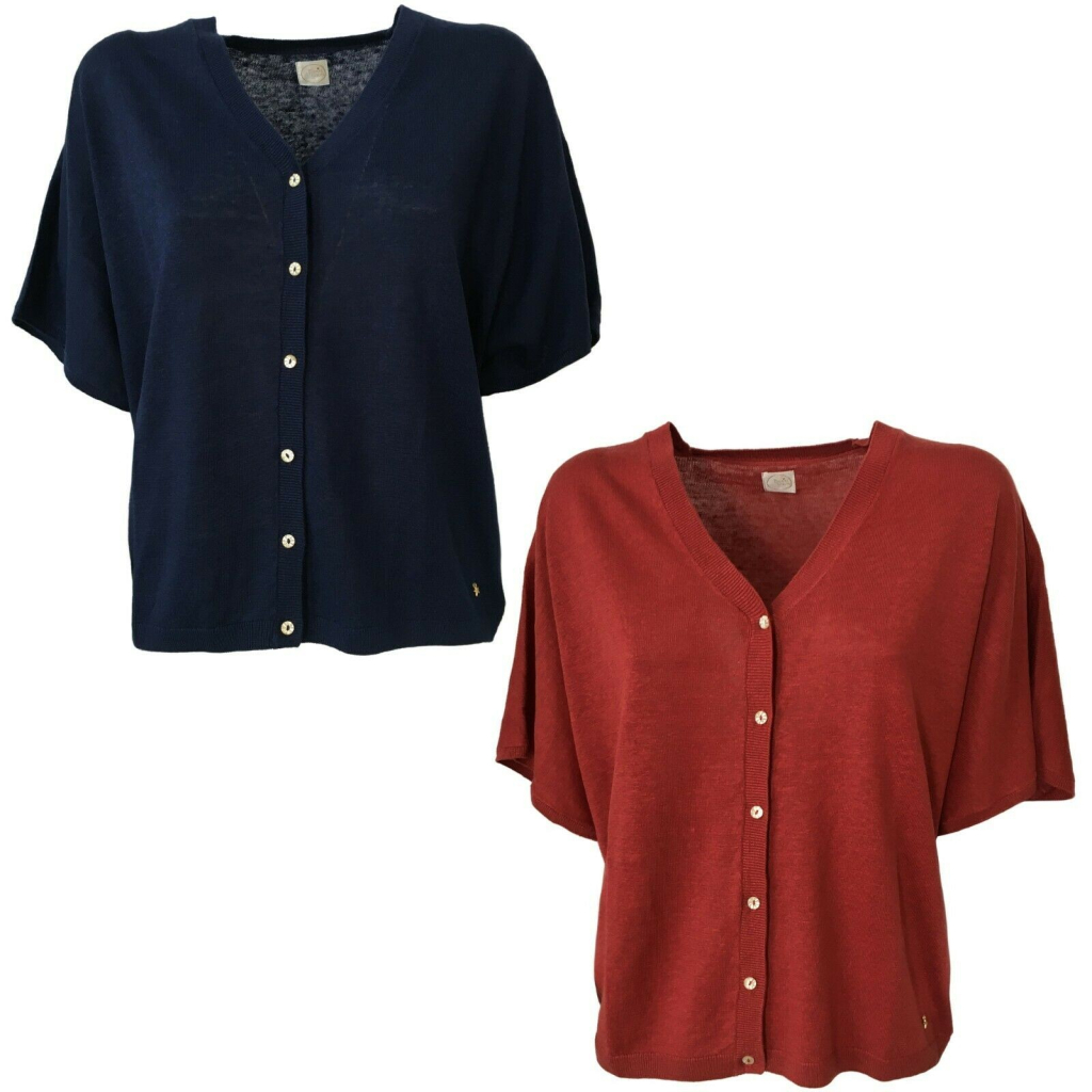 DES PETITS HAUTES Cardigan donna mezza manica mod BOUDY 100% lino DES PETITS HAUTES Cardigan donna mezza manica mod BOUDY 100% lino