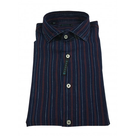 BROUBACK camicia uomo manica lunga righe larghe blu / bordeaux LAVATO NISIDA N27 col 88