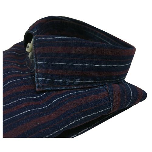 BROUBACK camicia uomo manica lunga righe larghe blu / bordeaux LAVATO NISIDA N27 col 88