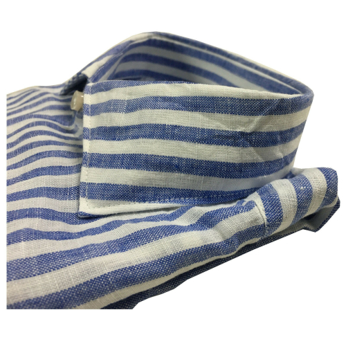 BROUBACK camicia uomo manica lunga righe Azzurro / bianco WASHED NISIDA N66
