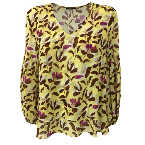 HANITA blusa donna manica lunga giallo fantasia moro/fuxia mod H.M2101.2795 MADE IN ITALY