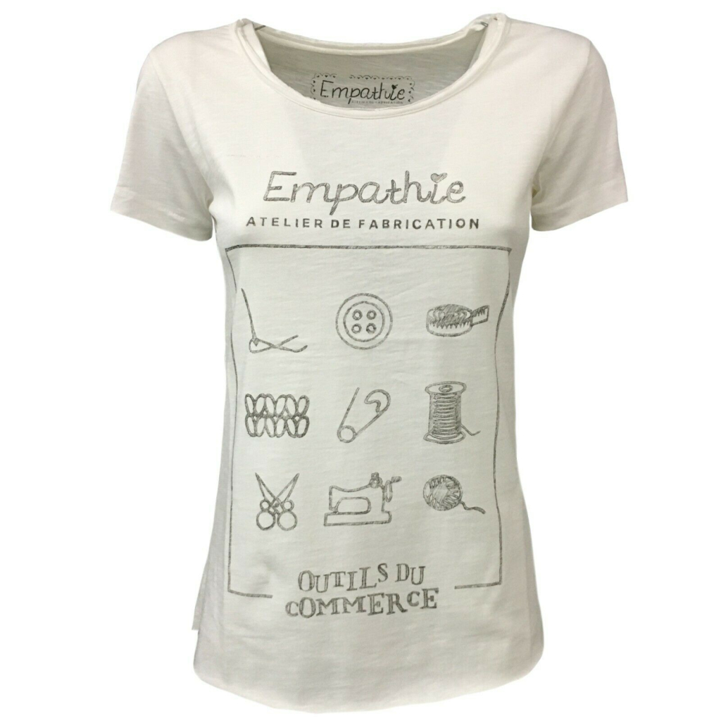 EMPATHIE T-shirt donna panna mezza manica mod 2001 100% cotone MADE IN ITALY EMPATHIE T-shirt donna panna mezza manica mod 2001 100% cotone MADE IN ITALY