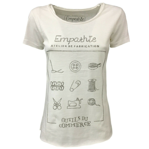EMPATHIE  women's t-shirt cream mod 2001 100% cotton MADE IN ITALY