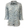 BROUBACK woman shirt 3/4 sleeve butterfly pattern white / light blue mod TASHA N17 MADE IN ITALY