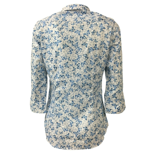 BROUBACK woman shirt 3/4 sleeve butterfly pattern white / light blue mod TASHA N17 MADE IN ITALY