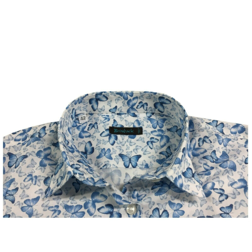 BROUBACK woman shirt 3/4 sleeve butterfly pattern white / light blue mod TASHA N17 MADE IN ITALY