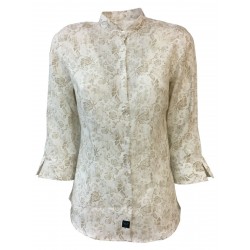 BROUBACK woman shirt 3/4 sleeve white fantasy Beige Korean collar TASHA KOREA N32 MADE IN ITALY
