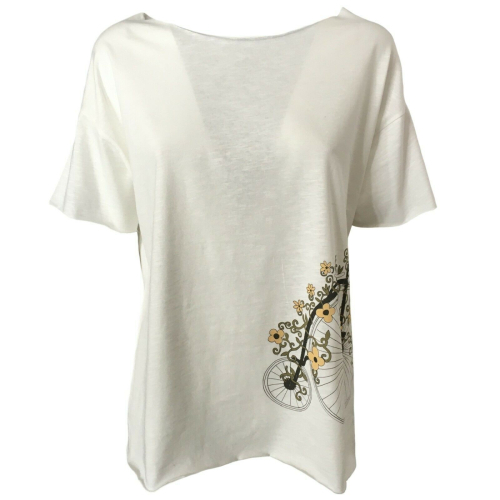 EMPATHIE T-shirt donna panna mezza manica mod 2201 100% cotone MADE IN ITALY