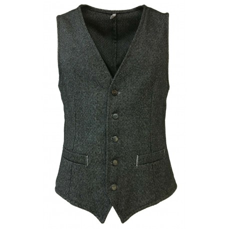 L.BM 1911 men gray/black vest 45% cotton 40% wool 15% polyamide mod 1421