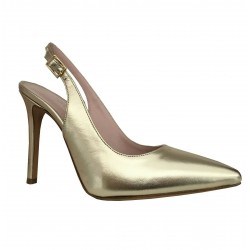 UPPER CLASS décolleté laminated open behind platinum covered heel 10 cm mod 714 MADE IN ITALY