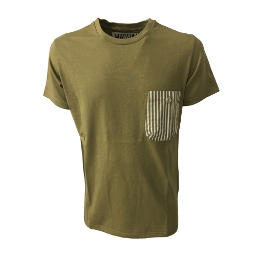 BKØ t-shirt uomo militare taschino righe mod DU18013 100% cotone MADE IN ITALY